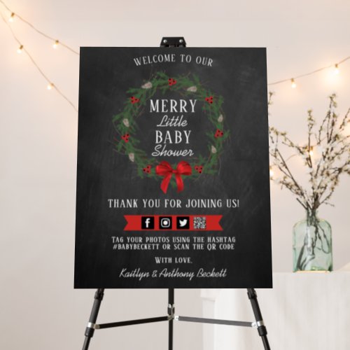 Merry Little Christmas Baby Shower Welcome Foam Board