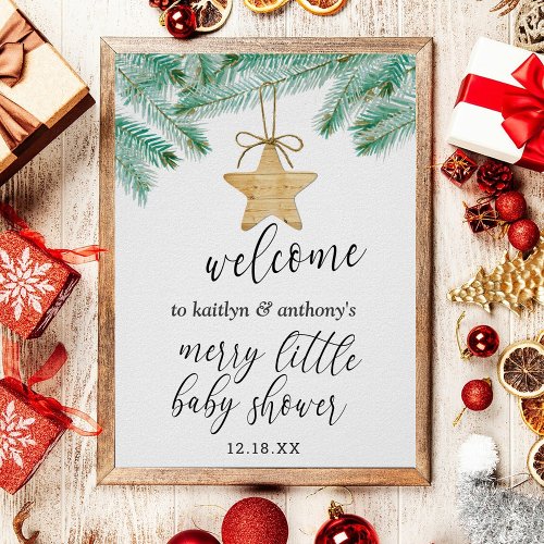 Merry Little Christmas Baby Shower Welcome Poster