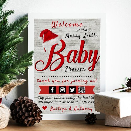Merry Little Christmas Baby Shower Welcome Poster
