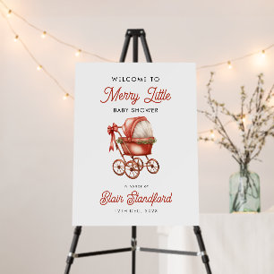 Merry Little Christmas Baby Shower Welcome Sign
