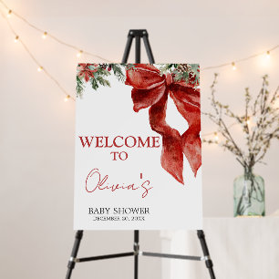 Merry Little Christmas Baby Shower Welcome Sign