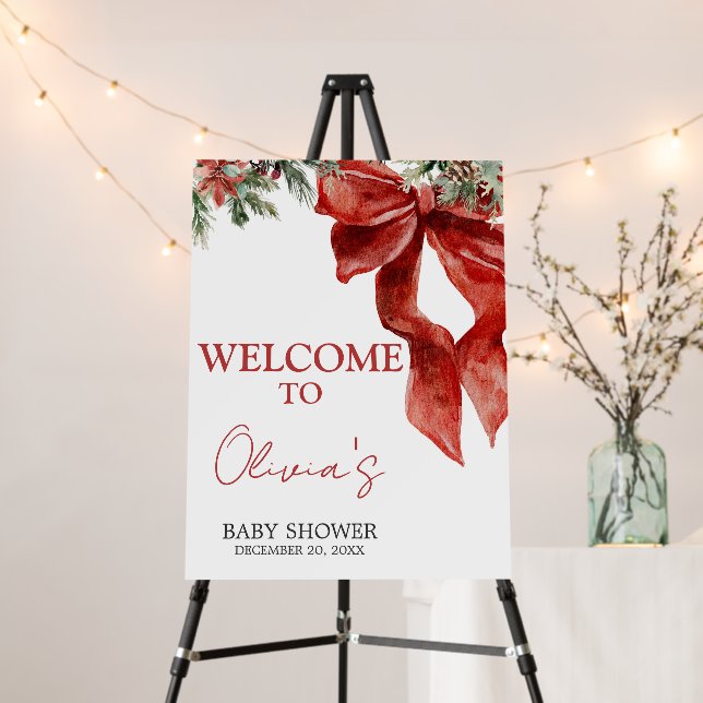 Merry Little Christmas Baby Shower Welcome Sign (In Situ (Stand))