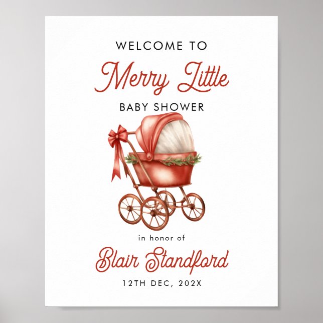 Merry Little Christmas Baby Shower Welcome Sign (Front)