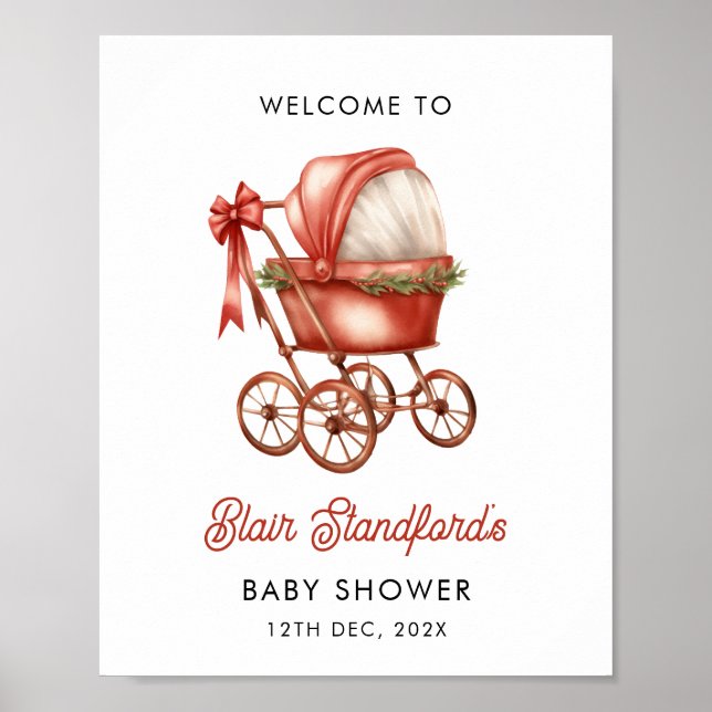 Merry Little Christmas Baby Shower Welcome Sign (Front)