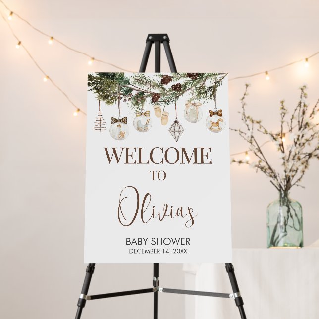 Merry Little Christmas Baby Shower Welcome Sign (In Situ (Stand))