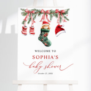 Merry Little Christmas Baby Shower Welcome Sign