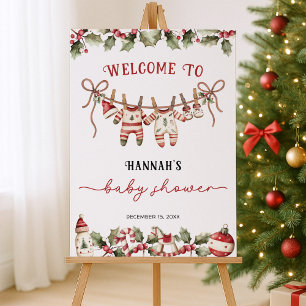 Merry Little Christmas Baby Shower Welcome Sign