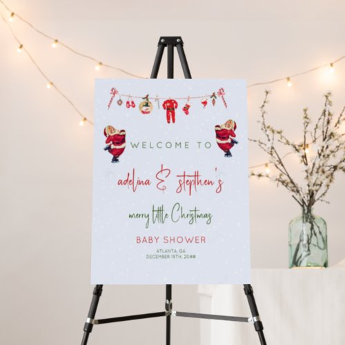 Merry Little Christmas Baby Shower Welcome Sign