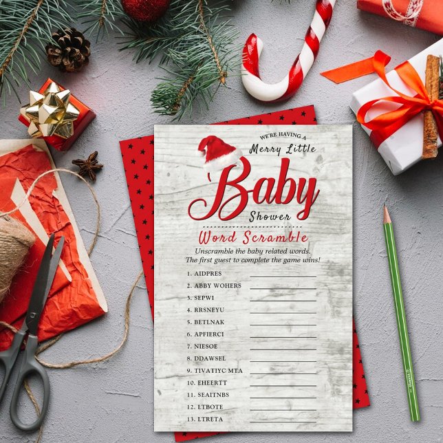 Merry Little Christmas Baby Shower Word Scramble (Creator Uploaded)