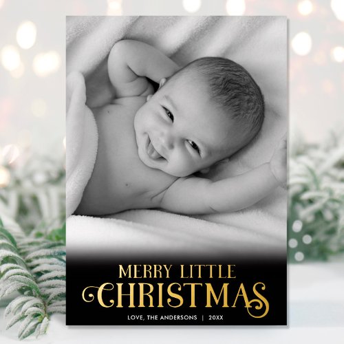 Merry Little Christmas Babys First Christmas Foil Holiday Card