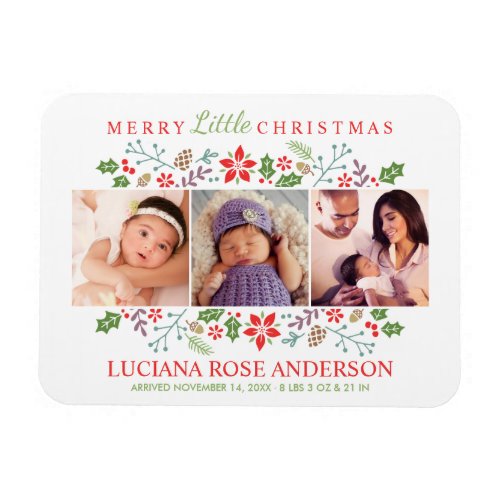 Merry Little Christmas Babys First Photo Collage Magnet