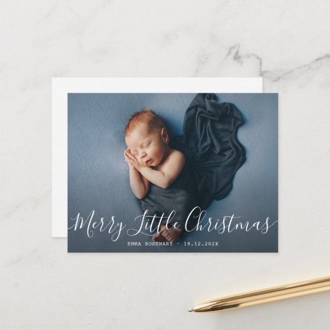 MERRY LITTLE CHRISTMAS birth announcement card (Front/Back In Situ)