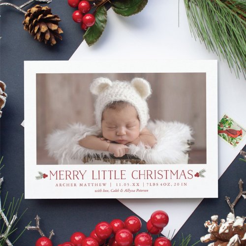 Merry Little Christmas Birth Announcement New Baby