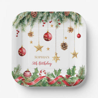 Merry Little Christmas Birthday Paper Plates