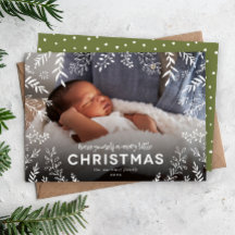 Merry Little Christmas Botanical Overlay Photo