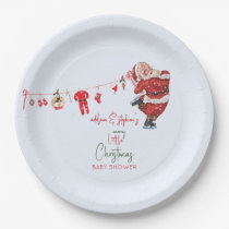 Merry Little Christmas Boy Girl Winter Baby Shower Paper Plates