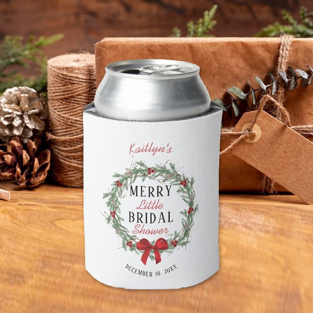 Merry Little Christmas Bridal Shower Can Cooler (Creator Uploaded)