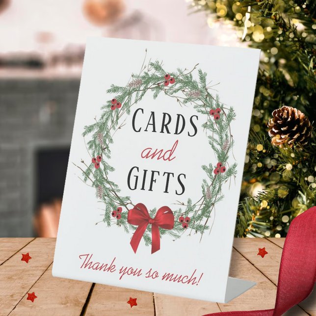 Merry Little Christmas Bridal Shower Cards & Gifts Pedestal Sign (Creator Uploaded)
