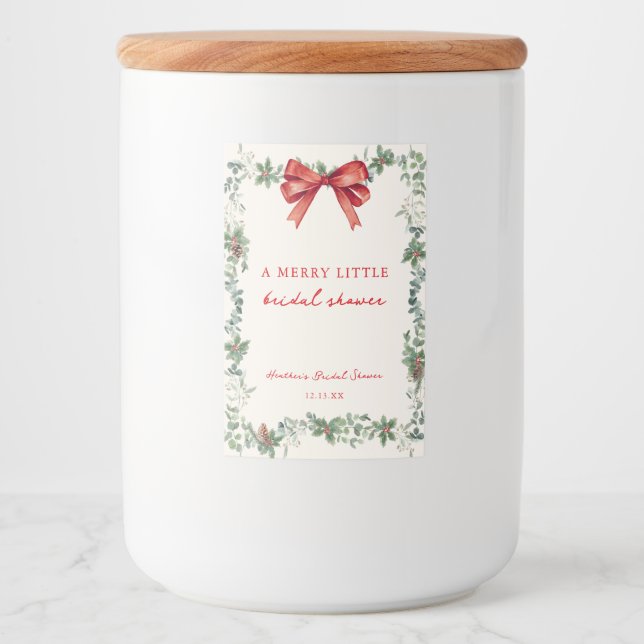 Merry Little Christmas Bridal Shower Favor Labels (Front)