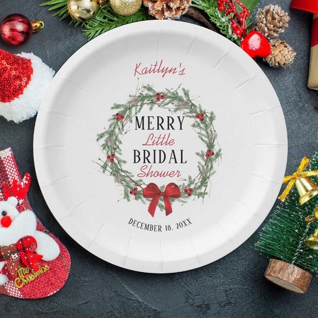 Merry Little Christmas Bridal Shower Paper Plates (Creator Uploaded)