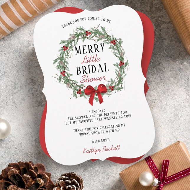 Merry Little Christmas Bridal Shower Thank You Card (Creator Uploaded)