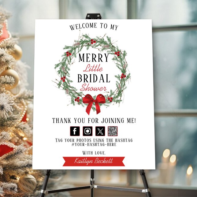 Merry Little Christmas Bridal Shower Welcome Foam Board (Creator Uploaded)