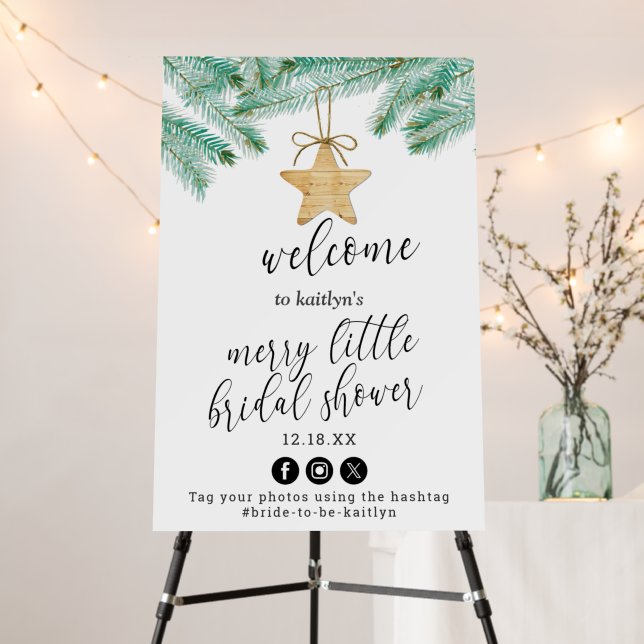 Merry Little Christmas Bridal Shower Welcome Foam Board (In Situ (Stand))