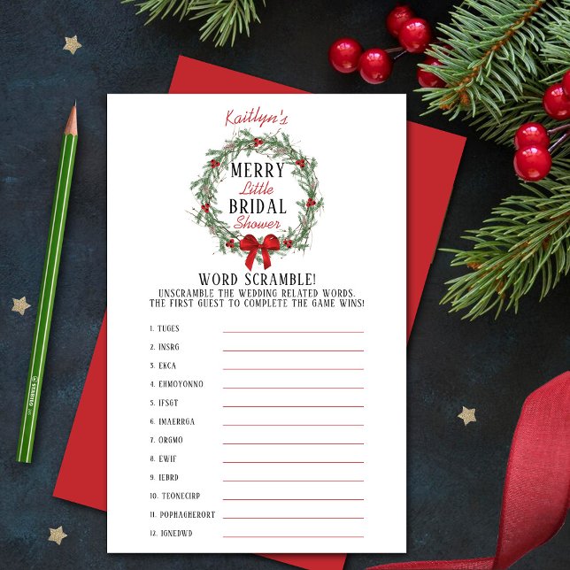 Merry Little Christmas Bridal Shower Word Scramble (Creator Uploaded)