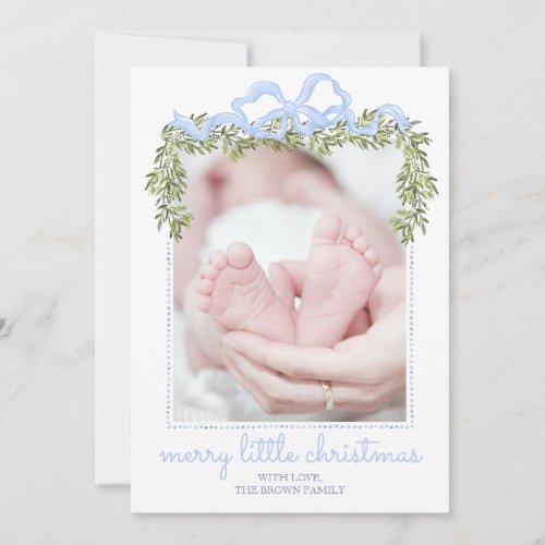 Merry Little Christmas Card Newborn Baby Photo
