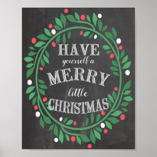 Merry Little Christmas Chalkboard Print