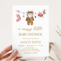 Merry Little Christmas Clothes Baby Shower Invitation