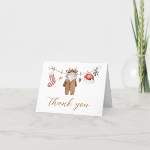 Merry Little Christmas Clothes Baby Shower Letterpress Thank You Card