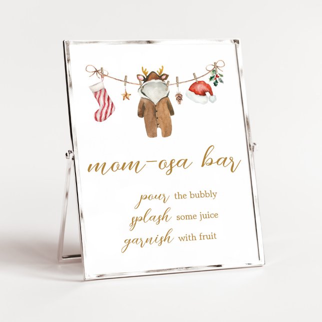 Merry Little Christmas Clothes Mom Osa Bar Poster (Merry Little Clothes Baby Shower Mom Osa Bar Sign)