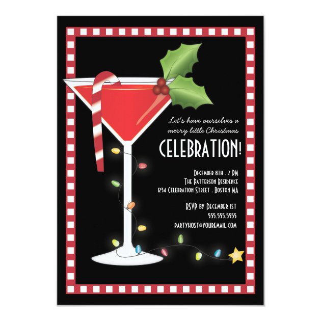 Merry Little Christmas Cocktail Holiday Party Invitation