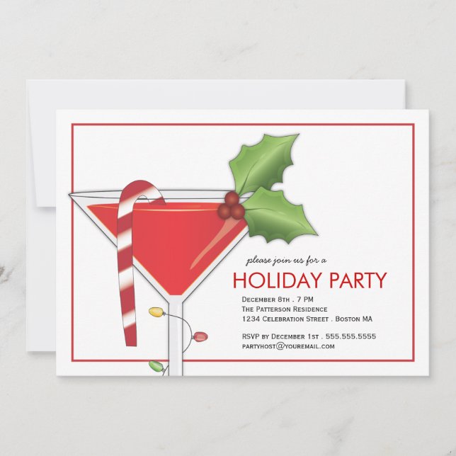 Merry Little Christmas Cocktail Holiday Party Invitation (Front)