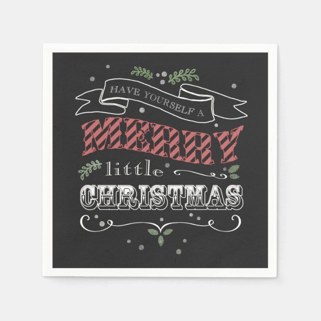 Merry Little Christmas Cocktail Napkins (Front)