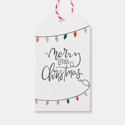 Merry Little Christmas Colorful String of Lights Gift Tags