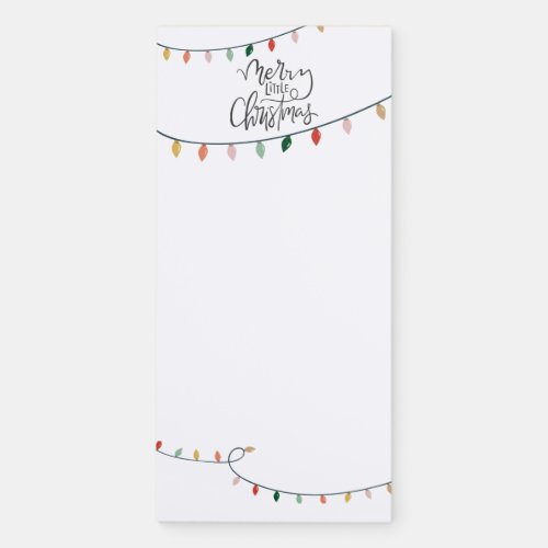 Merry Little Christmas Colorful String of Lights Magnetic Notepad