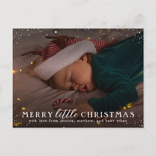 Merry Little Christmas  Custom Holiday Photo Invitation Postcard