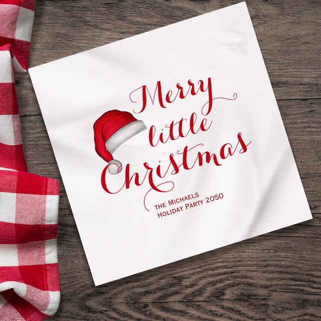 Merry Little Christmas Custom Napkins (Have yourself a merry little Christmas holiday custom cocktail napkin,)