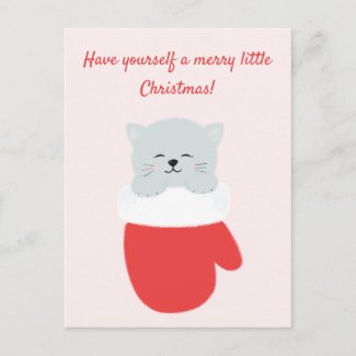 Merry Little Christmas - Cute Kitten in a Mitten