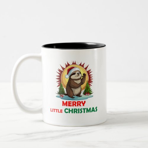 Merry little Christmas Cute Sloth Two_Tone Coffee Mug