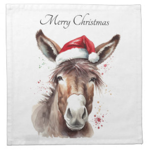 Merry Little Christmas Donkey, custom Cloth Napkin