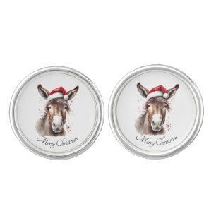 Merry Little Christmas Donkey, custom Cufflinks