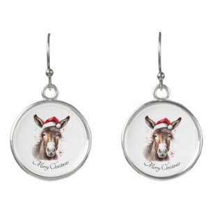 Merry Little Christmas Donkey, custom Earrings