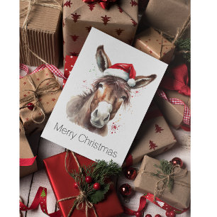 Merry Little Christmas Donkey, custom Holiday Card