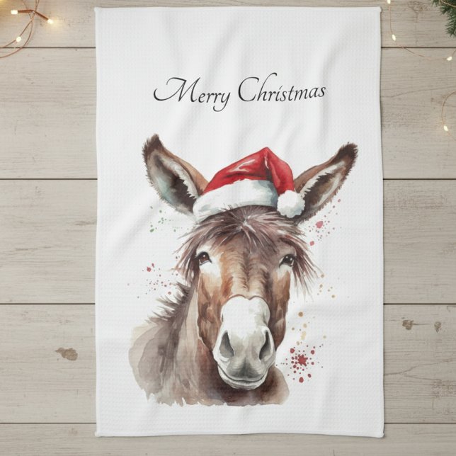 Merry Little Christmas Donkey, custom Kitchen Towel (Creator Uploaded)