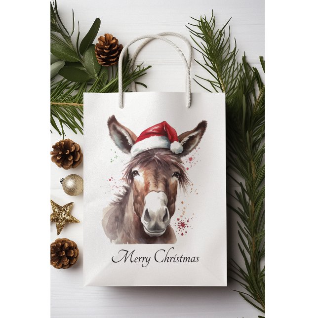 Merry Little Christmas Donkey, custom Medium Gift Bag (Creator Uploaded)
