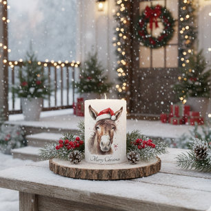 Merry Little Christmas Donkey, custom Pillar Candle