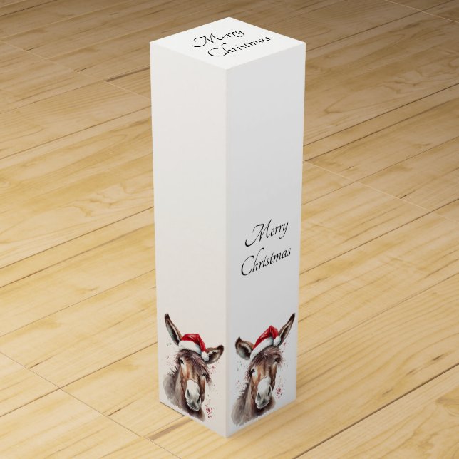 Merry Little Christmas Donkey, custom Wine Box (Front)